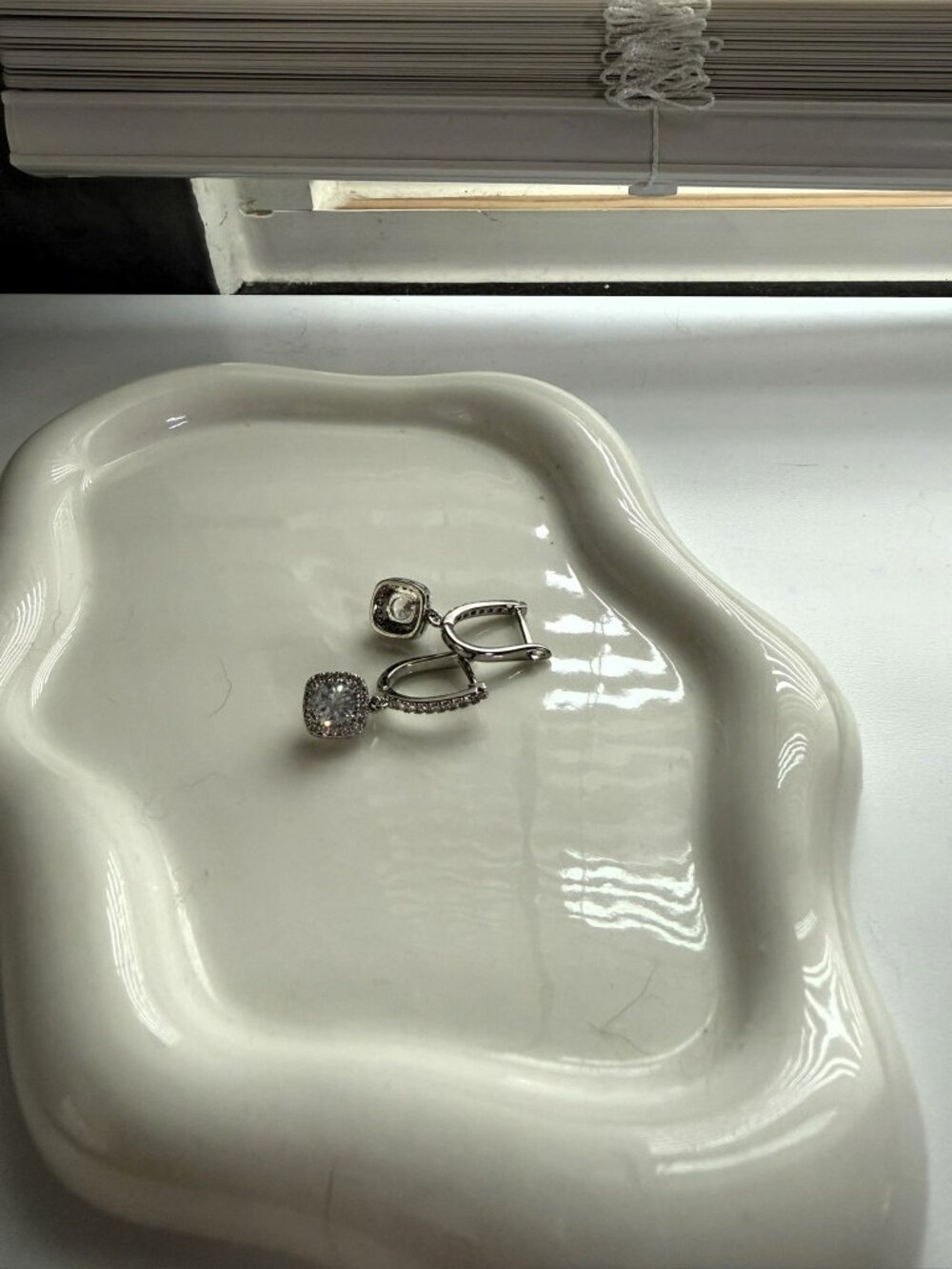 Cushion Cut Halo Drop Earrings